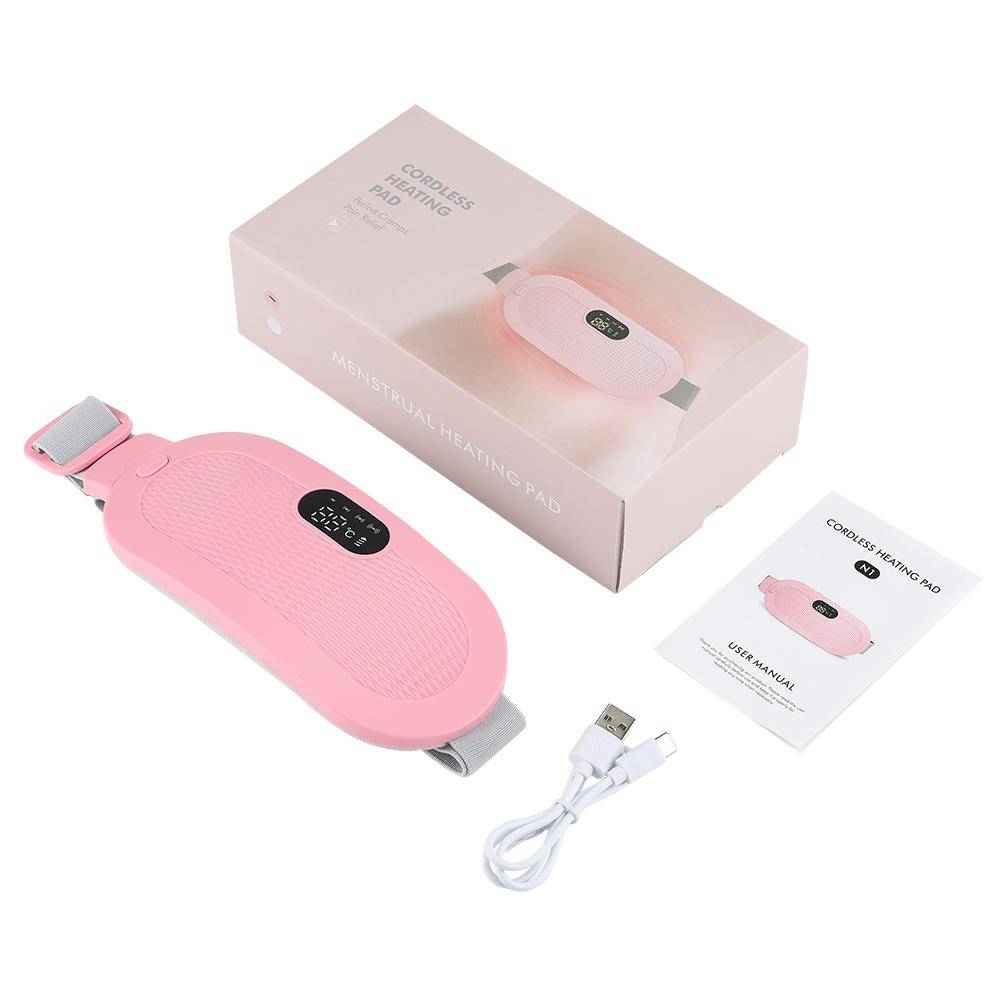Womens Menstrual Heating Pad Palace Warmer Hot Compress Massager rosa