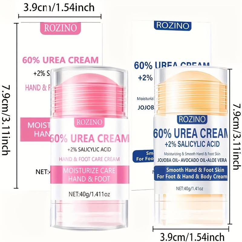 TEMU 2pcs 60% Urea Foot Cream, Enriched With Salicylic Acid And Shea Butter, Moisturizes Dry, Rough, And , And The Skin, Making , Smooth, And Elastic, Men's And Women's Hand And Foot Care Sticks