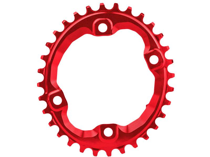 Absolute Black Oval Drev 32T till BCD 96mm röd