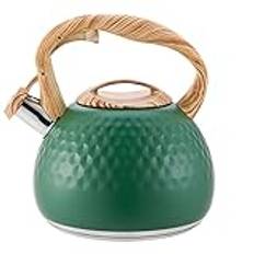 Stovetop Tea Kettle Whistling Teapot Tea Kettle 3L Stainless Steel Whistling Kettle Hot Water Boiler Kettle Kitchen Stovetop Tea Kettle Teapot Stove Top Kettle (Green 3L)