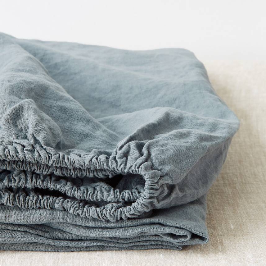 Faconlagen Vasket Hør - Blue Fog - Linen Tales - 160x200x20