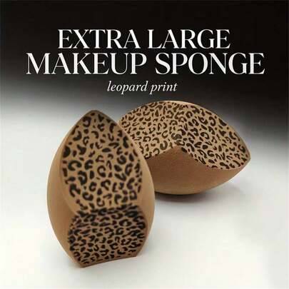 1 st extra stor leopardmönstrad sminksvamp, lämplig för flytande foundation och concealer. Sminksvamp, lämplig för kräm- och puderconcealer, löspuder- - Multifärgad