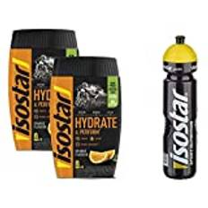 Isostar Hydrate & Perform – Orange – 2 x 400 g pulver isotonisk + gratis vattenflaska