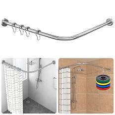 Duschgardinstång Rostfri Justerbar L-formad Expanderbar Rostfritt Metall Duschstång Hylla 70–100 × 110–170 cm, Borrfri Installation, för Badrum, Klädaffär, Privat Utrymme