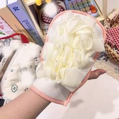 1 st exfolierande badhandske, fingerlös förtjockad skrubbhandske för ryggen för tjejer, stark exfolierande badhandduk (slumpmässig färg för handskram) - Multifärgad (En-Storlek)