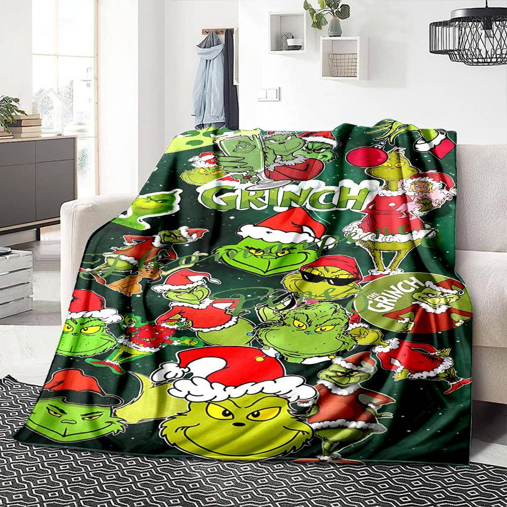 Grinch Julfestfilt Mjuk Plädfilt För Hem Sovrum Säng Soffa Resa Kontor Enfärgad Julfilt