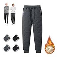 Lammull fleecefodrade joggers, fleece aktiv unisex fleecefodrade vattentäta byxor, vinter varma luddiga leggings joggingbyxor, Grå-a, XL