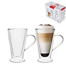 FLORINA Malakit© Dubbelväggiga glasögon, 400 ml, set med 2, oval, isolerat, borosilikatglas, för varma och kalla drycker