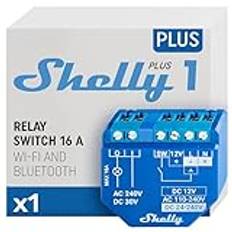 Shelly Plus 1 | Wlan & Bluetooth Smart Relais Schalter - 16A | Trockenkontakt | Lichtschalter | Hausautomation | Kompatibel mit Alexa & Google Home | iOS Android App | Kein Hub erforderlich