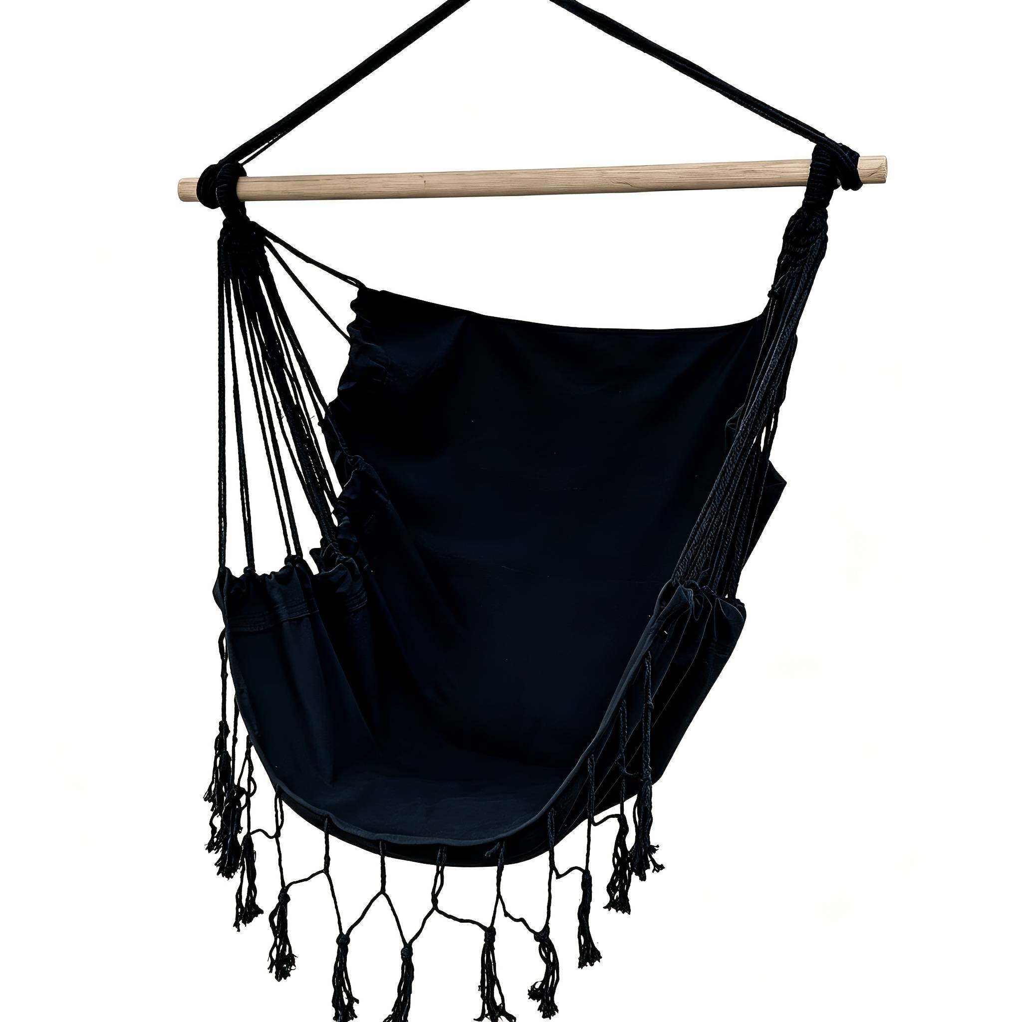 TEMU 1pc Outdoor Tassel Hanging Chair Bed, Portable Hammock With Cute Fringe Accents (no Pillow Included), Essential For Indoors – Gift
