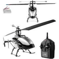 SOWOFA Svart silver stor 55 cm borstlös fjärrkontroll legering helikopter flygplan för vuxna nybörjare ungdom 4 CH RC Heli modell fallbeständig höjd underhåll