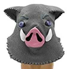 WLLLTY Halloween mask halloween mask latex vuxen vildsvin mask kostym rekvisita karneval fest tillbehör grå gris tillbehör