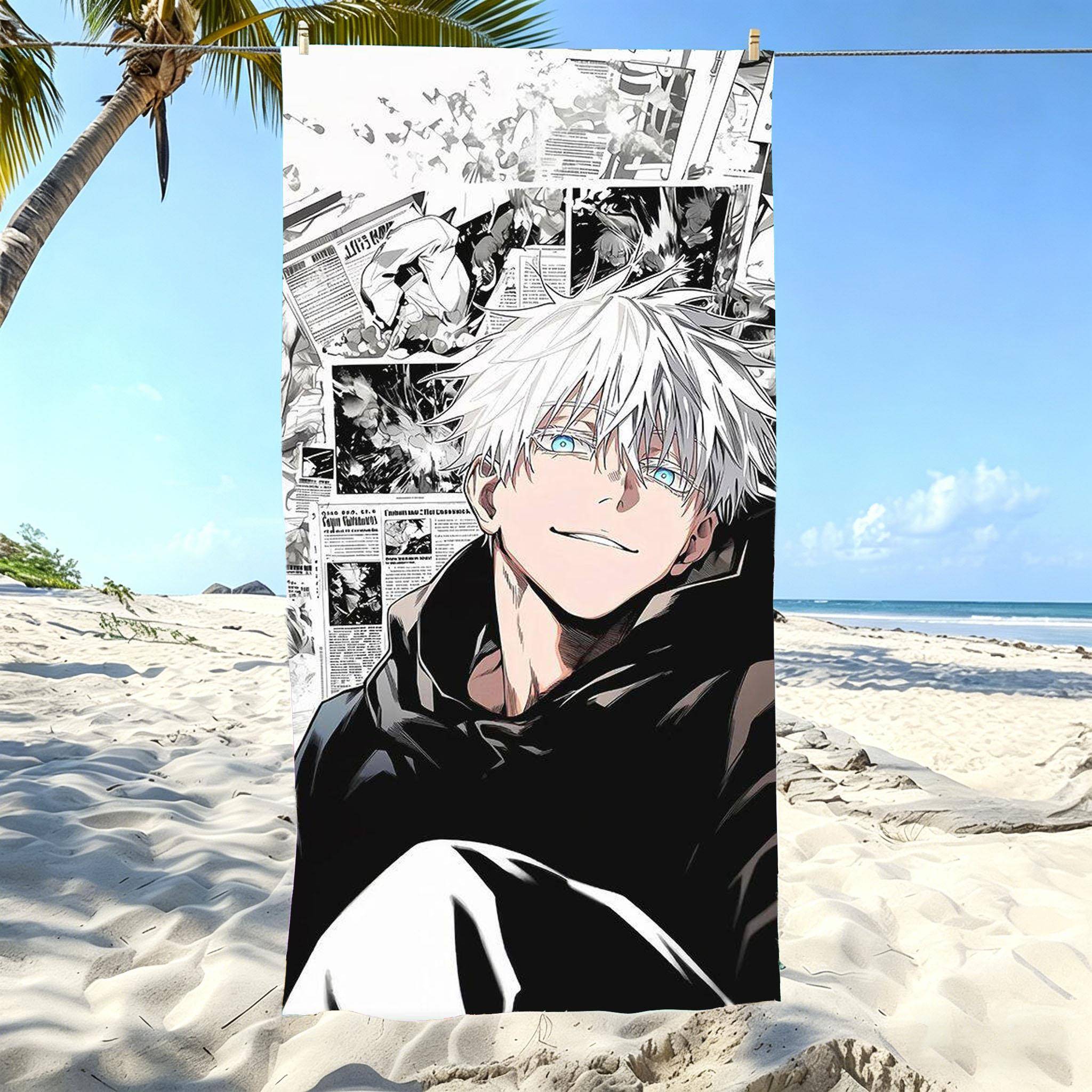 Jujutsu Kaisen Gojo Satoru Strandhandduk Anime Mikrofiber Snabbtorkande Mjuk Hudvänlig Gym Sporthandduk Trendiga Strandtillbehör