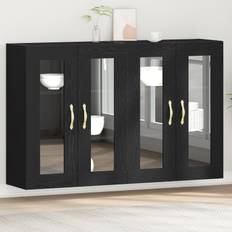 vægmonteret skab Sæt med 2 Sort egetræ Træ, Glas 139 x 34 x 90 cm