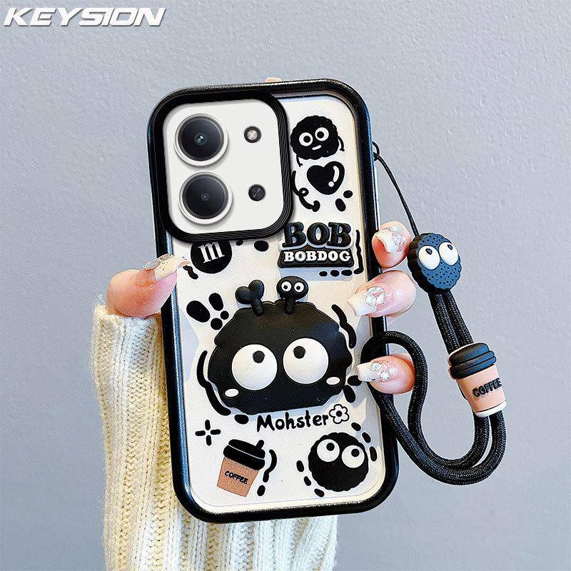 KEYSION Stötsäkert Skal för Redmi 15C 171mm med Snodd Mjuk Silikon Söt 3D Tecknad Docka Telefonskydd för Xiaomi POCO C85