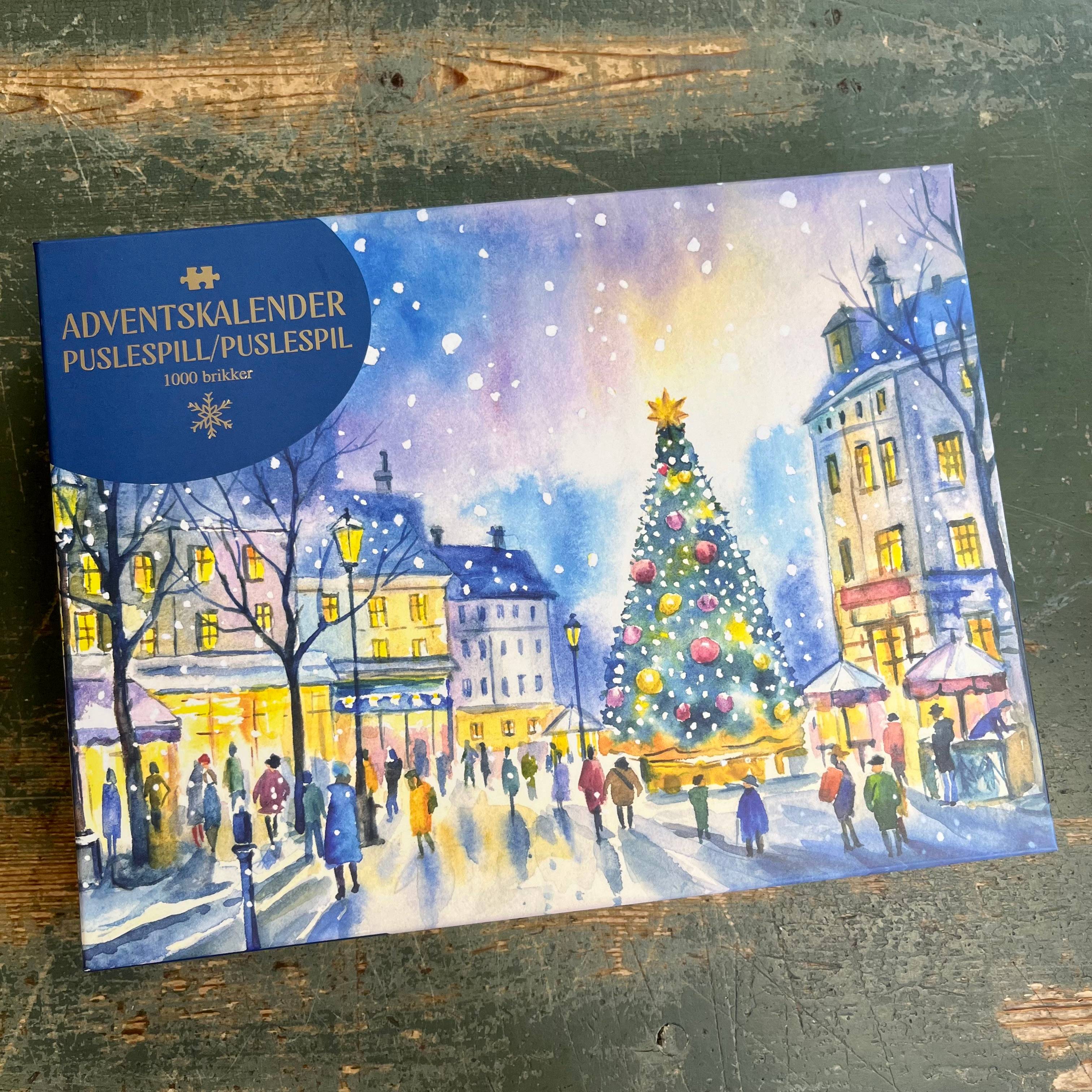 Julekalender puslespil, 1000 brikker, juleby