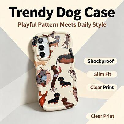1 st mobilskal med helskärmsmotiv av söt tecknad dachshund-valp, personligt kreativt minimalistiskt retro i europeisk och amerikansk Ins-stil, mjuk st - Multifärgad (Multi-size)