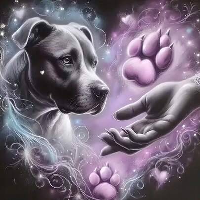1 st Heart Rescue Stray Dog 5D diamantmålning-kit, djurtema runt fullborrat mosaikhantverkssätt, högupplöst konst, DIY för fokus och avslappning, lämp - Multifärgad (40*40,50*50,30*40,40*50,30*30,20*20)