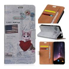 Samsung Galaxy S9 Plus Printet Mønster PU læder flip etui - American Flag og kat holder hjerte