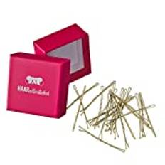 HAAROR FLER GRIP hårklämmor Bobby Pins Anti Rutsch (24 stycken | beige | 6 cm lång) HÅLLBAR FÖR blont hår genom särskild målning inklusive låda för förvaring Boxfärg: rosa