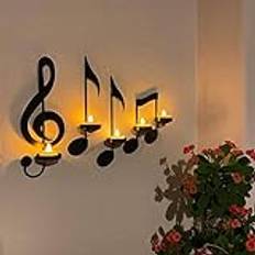 Musiknot ljushållare, notnyckel ljushållare, 4 stycken ljushållare vägg music note ljusstakar, metall väggljushållare för väggdekoration bröllop matsal vardagsrum fester