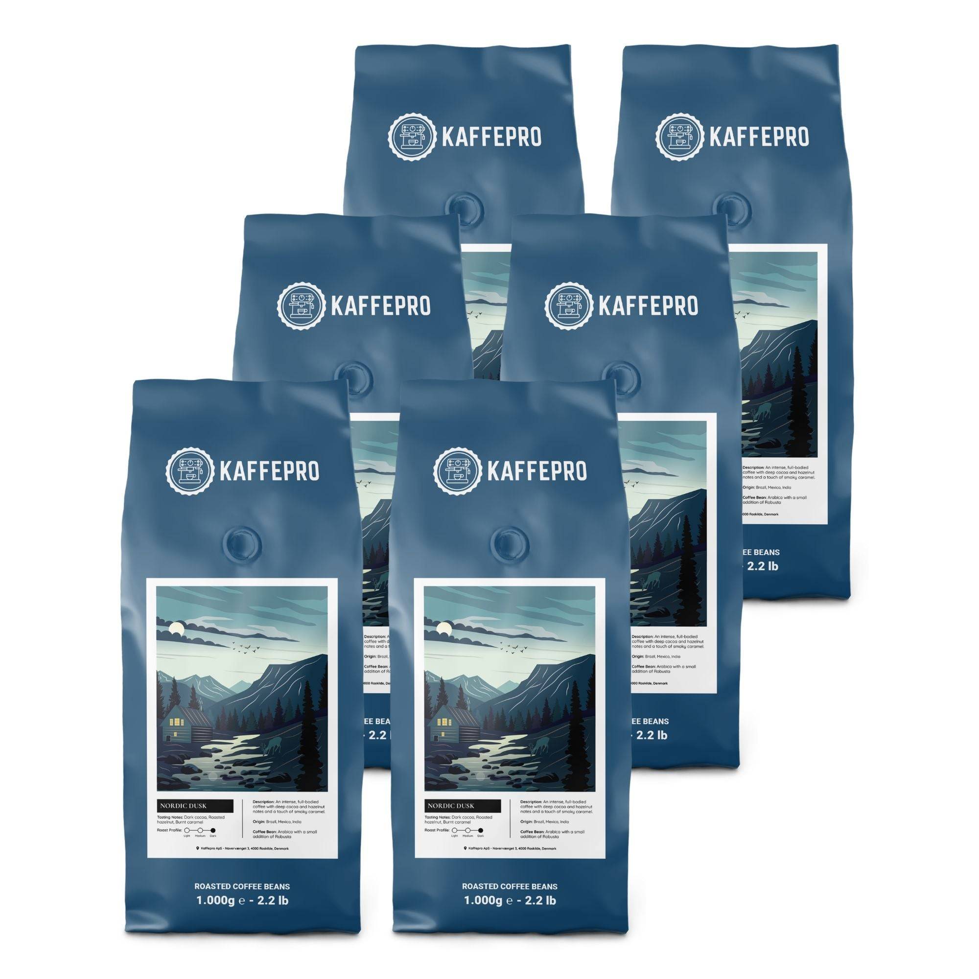 Kaffepro Nordic Dusk - Kaffepaket: 6 x 1kg Kaffebönor - 6 x 1kg