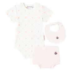 Moncler Enfant Baby cotton bodysuit, bloomers and bib set - white - M 6-9