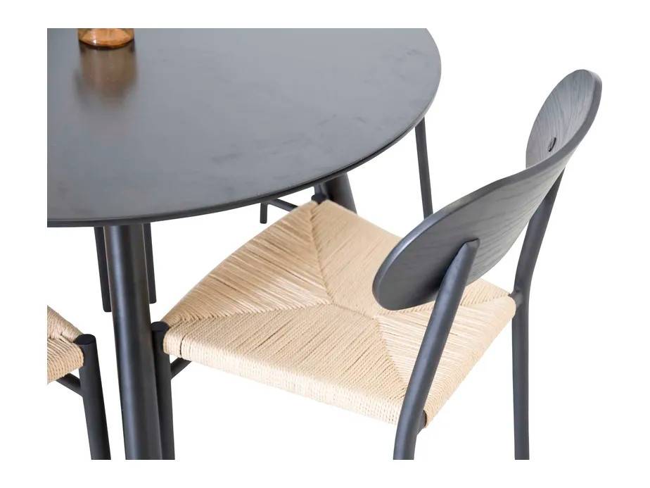 Venture Design Plaza & Polly spisegruppe Sort/sort 4 st stole & borde 100 cm