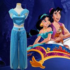 Aladdin Jasmin Prinsesse Kostume Fancy Dress Up Carnivals Halloween Cosplay Party Outfits Dark Blue S