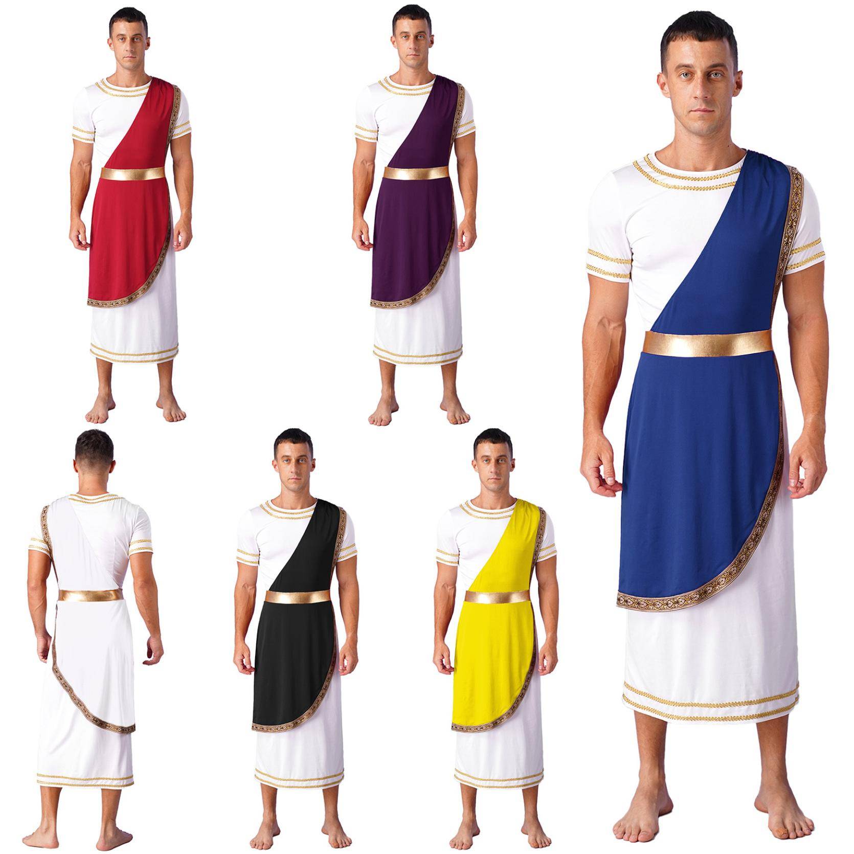 Herrmytologi Toga Rom Spartansk antik grekisk retro vintagetemashower Cosplayoutfit Kortärmad vintage krigarkostymer cm brown