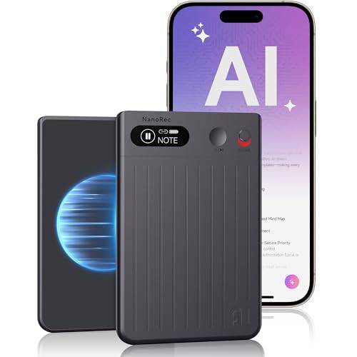Mugukue AI Voice Recorder with Transcription & Summarization, GPT-4.1, 73 Hours of Continuous Recording, Slim 4.95mm Screen, Call Recording Pause Supp