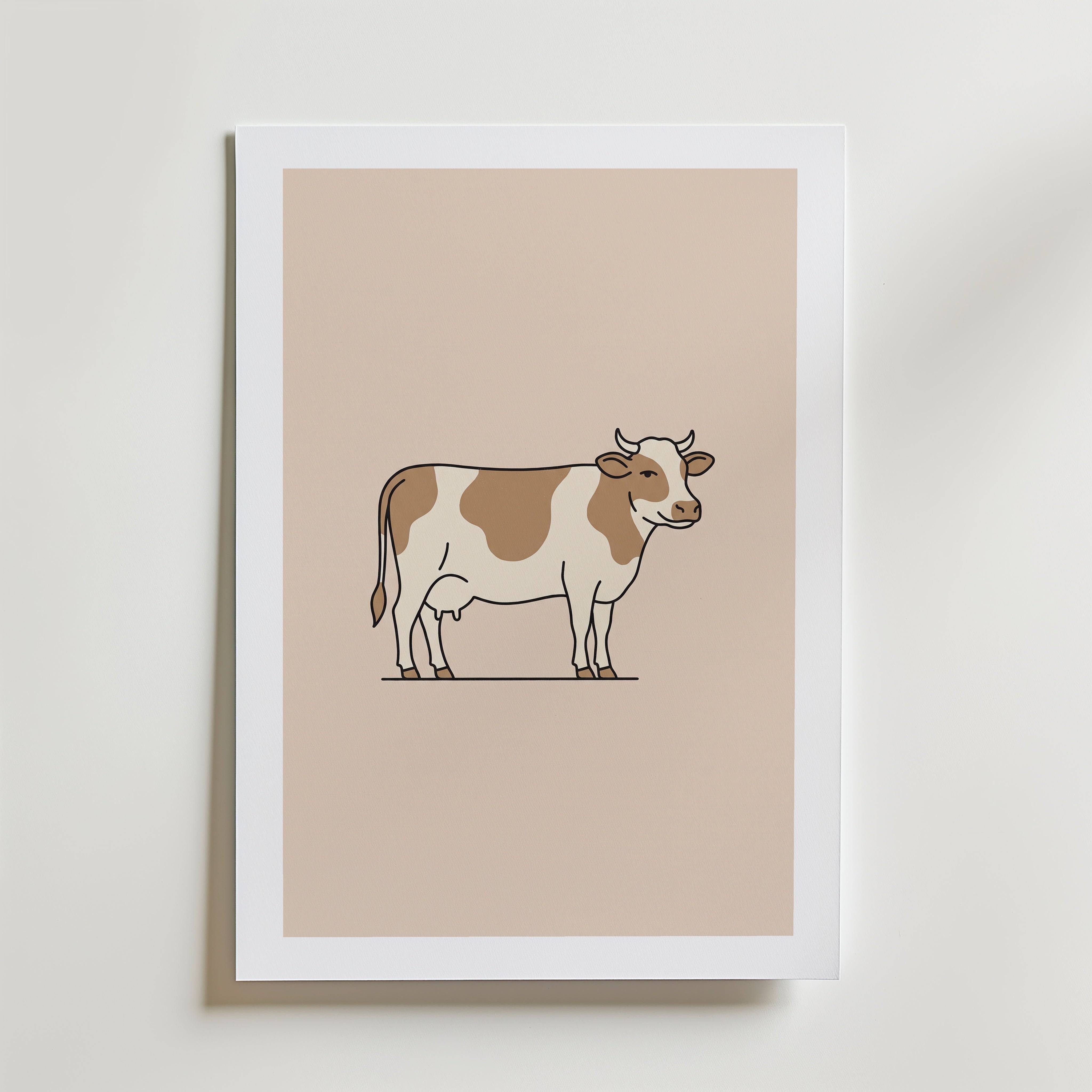 Bathroom Cow Poster - Premium Canvas 100x140 cm Med passepartout