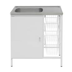 Contura Steel Tvättbänk CAB 8 Vit - Tvättlåda vänster utan kranhål