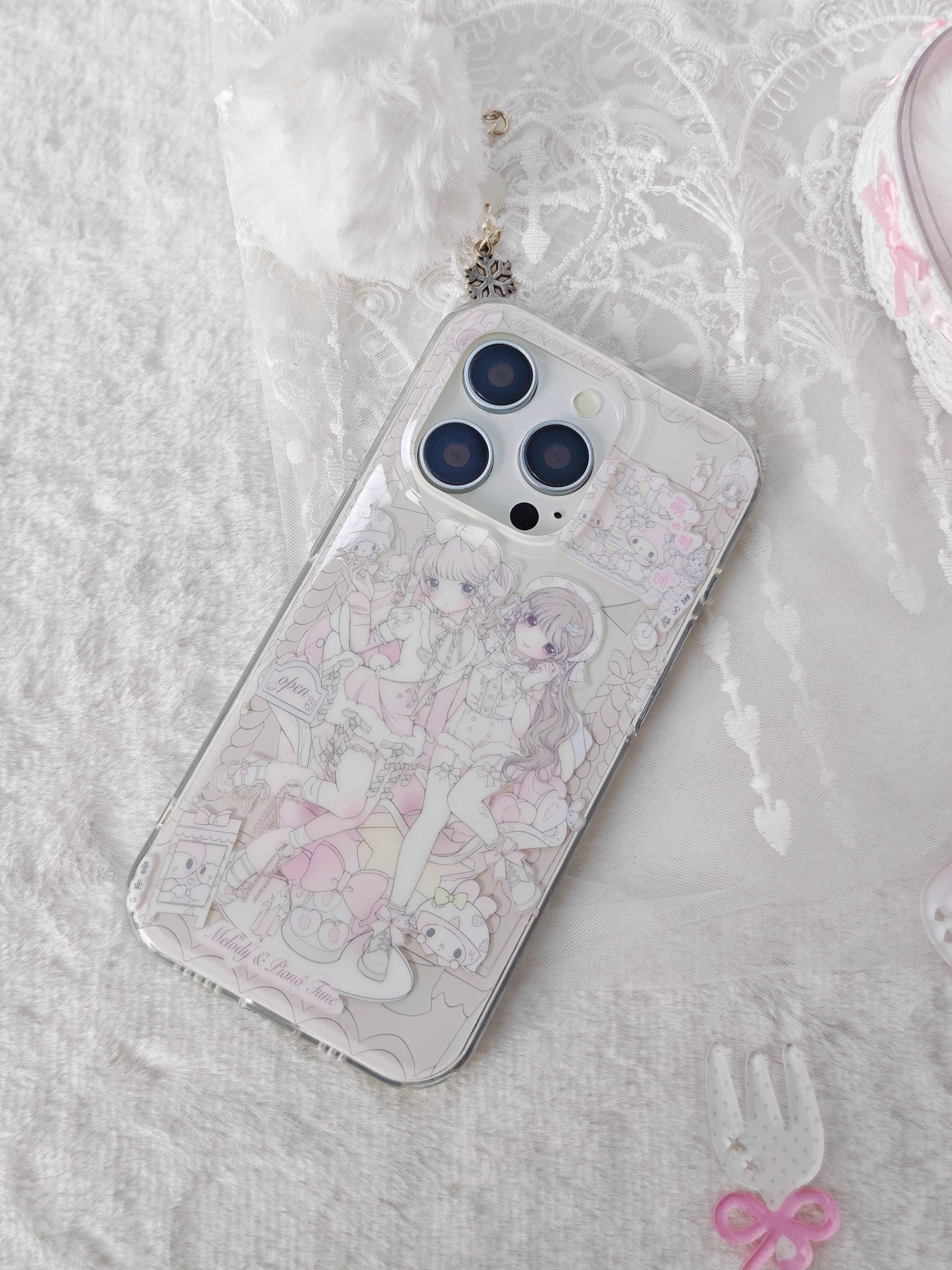 Cute Cartoon Girl Pink Lace Bow Phone Case For iPhone 17 Air 16 15 14 13 12 11 Pro Max Plus Y2K Anti Fall Cover Ins Girl Series