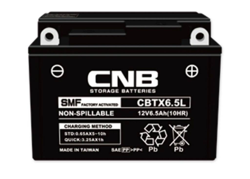 12V CBTX6.5L-BS MC-batteri 6,5Ah 139 x 66 x 102 mm