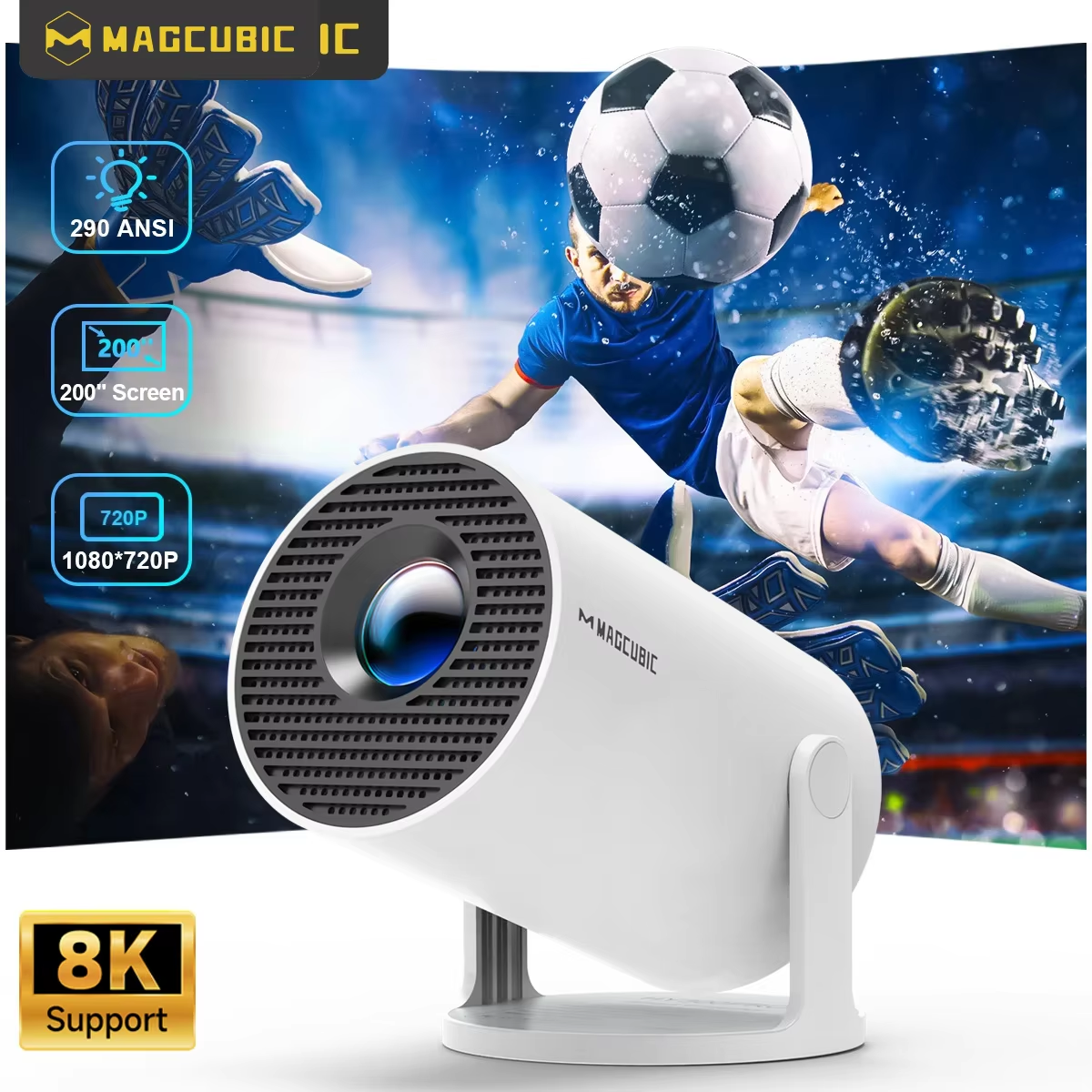 Magcubic Projector Hy300 Pro 8K Android 14 Dual Wifi6 290Ansi Allwinner H726 Bt5.4 1080P 1280*720P Home Cinema Outdoor Projetor