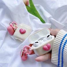 Vibrerande rosa 3D-hjärtfodral: elegant skyddsfodral som är kompatibelt med Airpods 1/2/3/4/Pro 2 - Multifärgad (AirPods1/2,AirPods Pro,AirPods 3,AirPods Pro (2nd generation),AirPods 4)