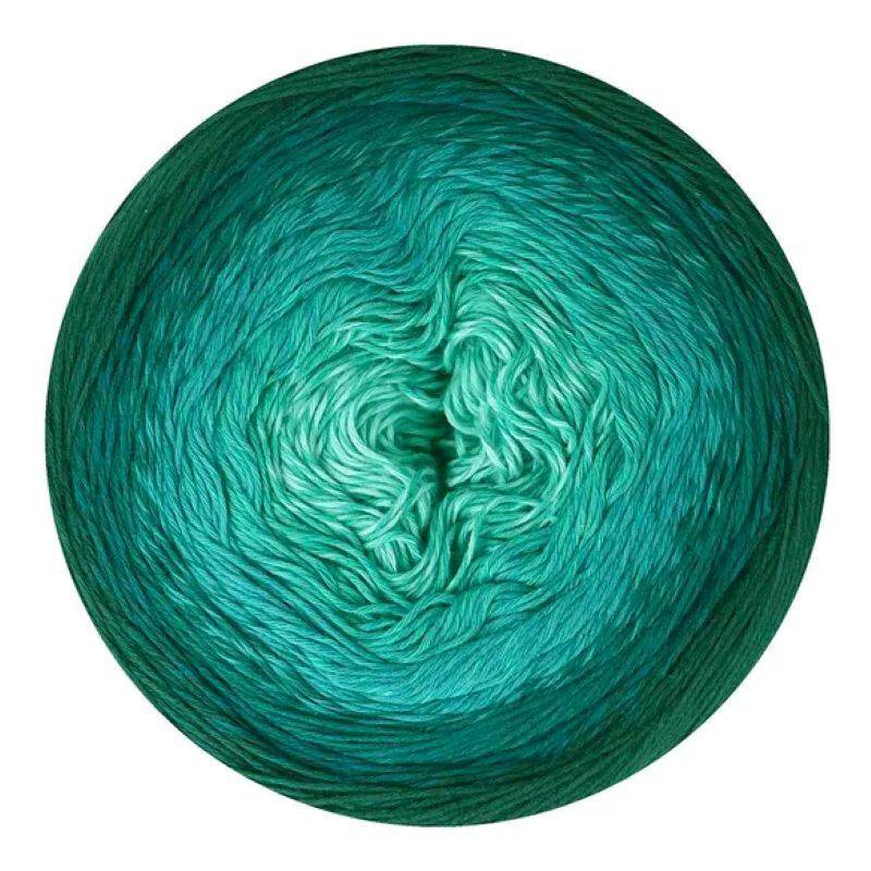Scheepjes Cotton Whirl 737 Teal Tempest Indhold:100% økologisk bomuld Vægt/længde:226 g = ca 1000 meter Anbefalede pinde:2.50-3.50 mm Strikkefasthed:10 x 10 cm = 25 m x 44 p Vask:Maskinvask op til 30°C.