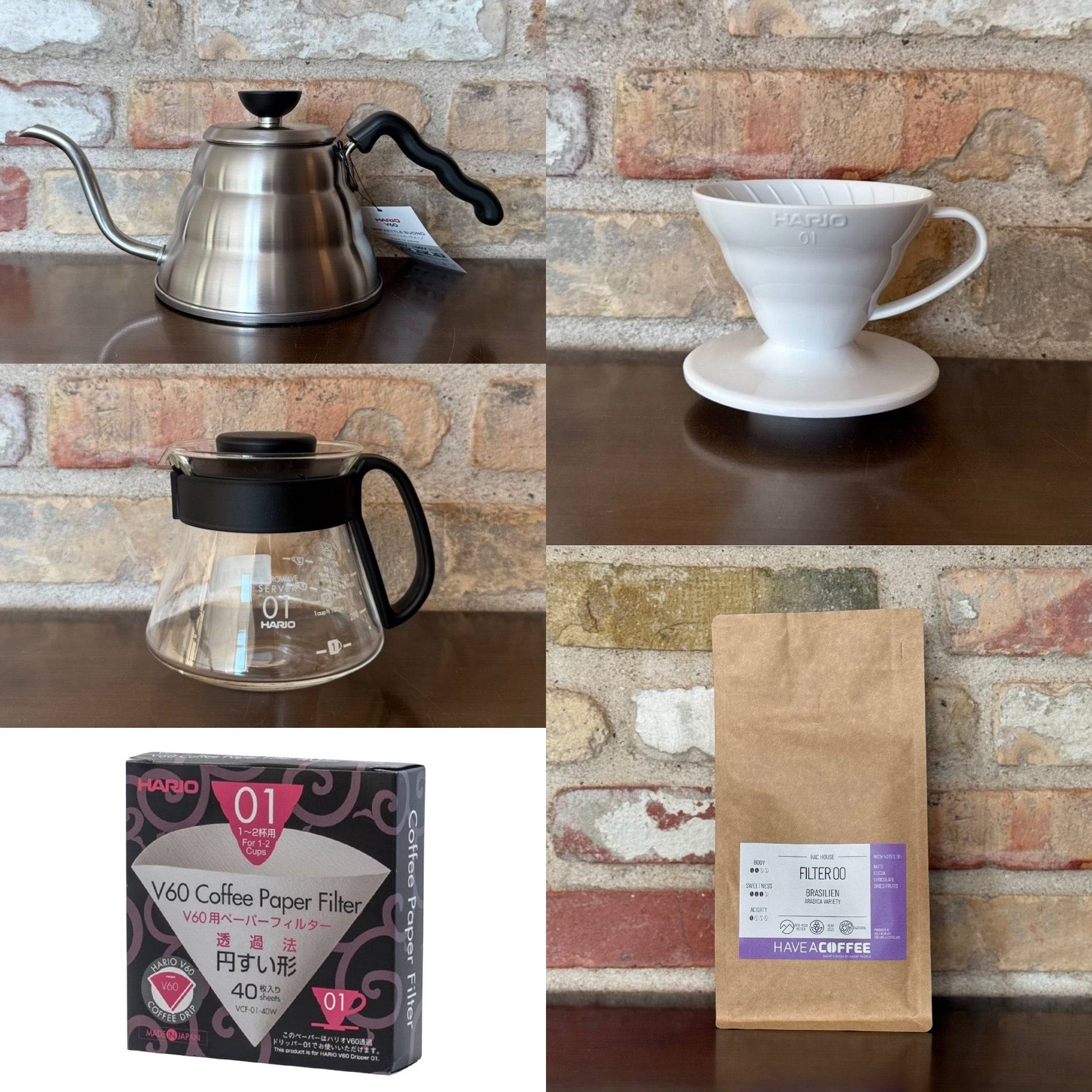 Hario V60-01 Startpakke inkl. Specialty Kaffe - Tilsendt med Filter 00 bønner