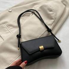 Retro Lightweight, Business Casual Black Flap Bag Vintage Knot Detail PU For Teen Girls Women College Students, Rookies & White-Collar Workers Perfect - Pink
