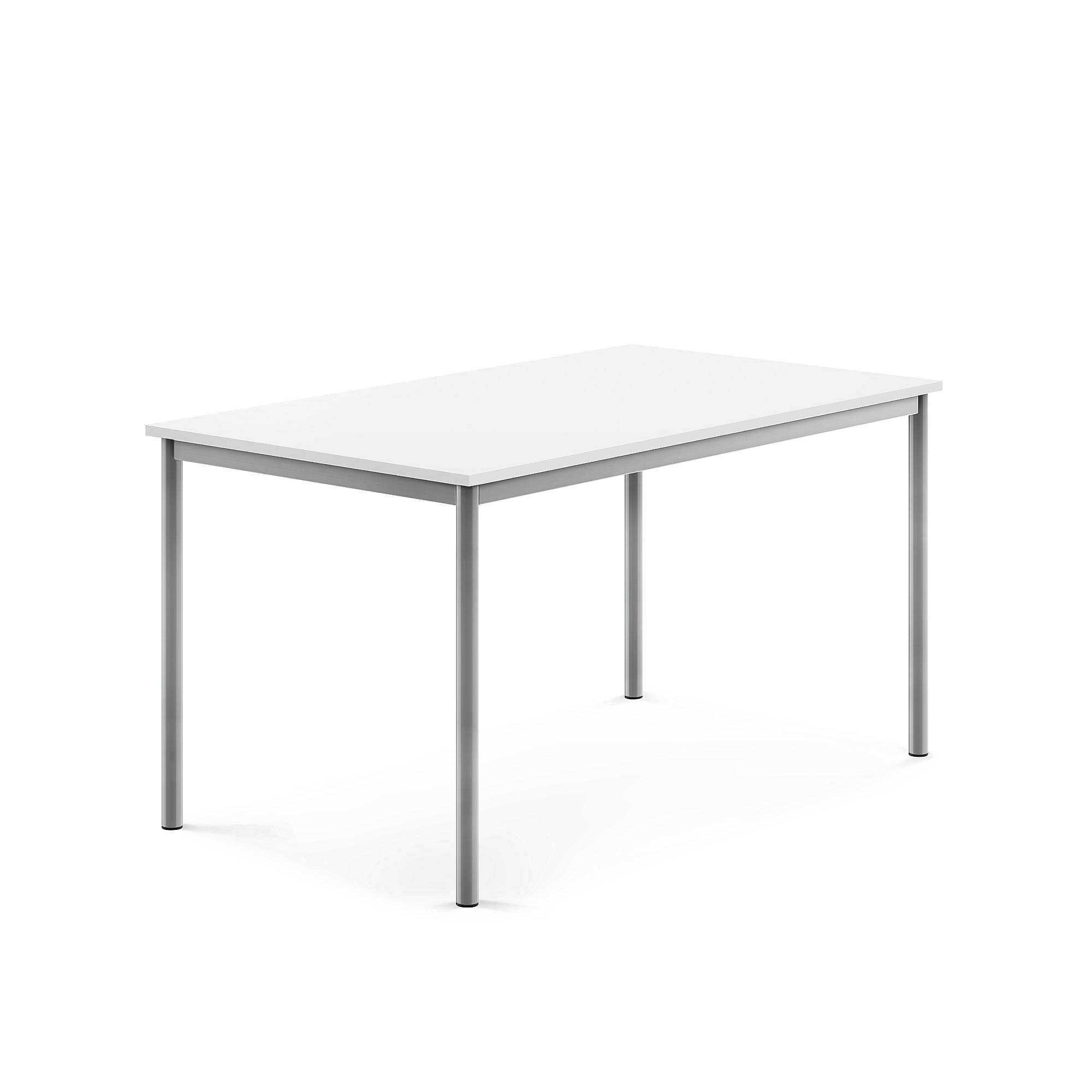 Bord BORÅS, 1400x800x720 mm, stativ silver, högtryckslaminat, vit