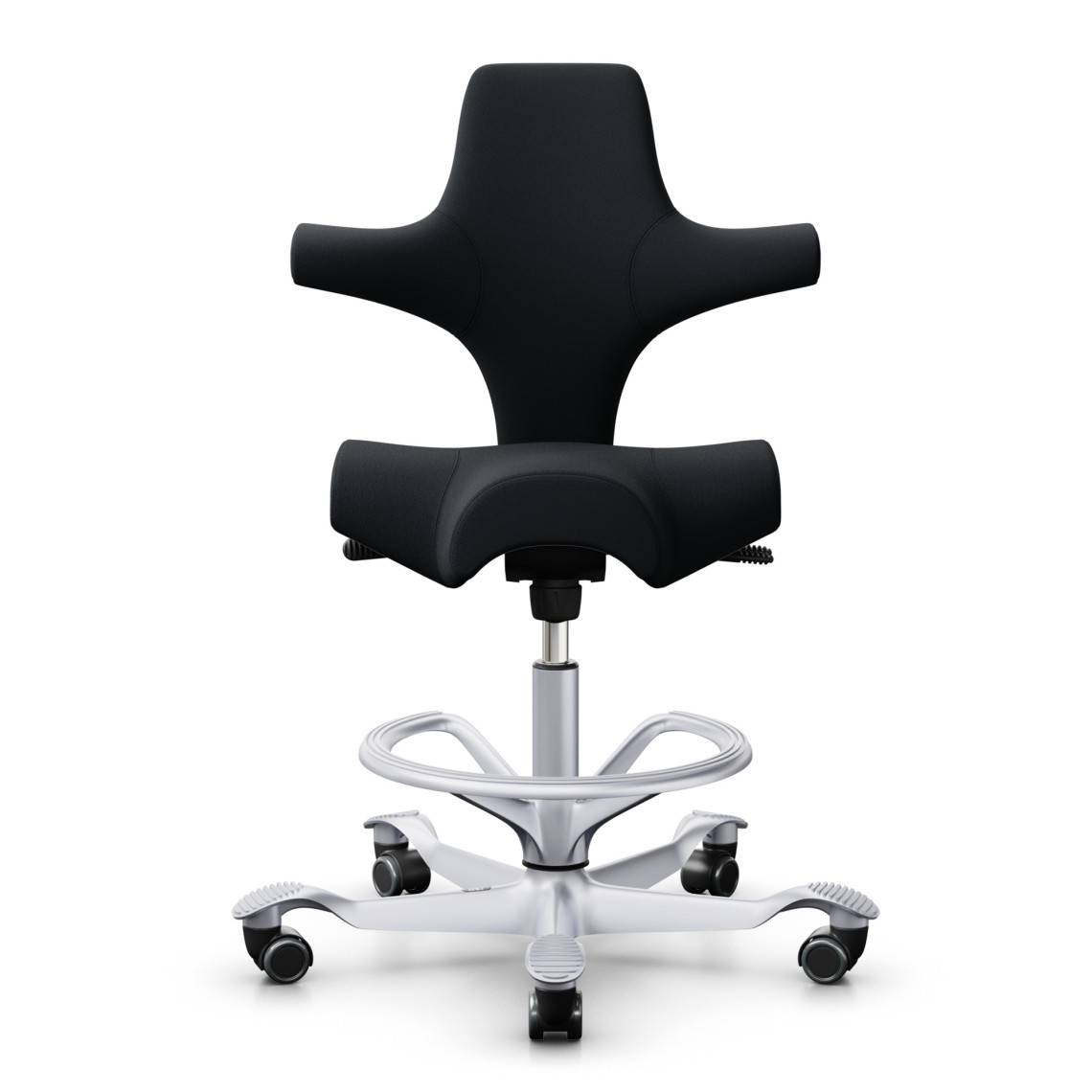 HÅG Capisco 8106, Ergonomisk kontorsstol, Färg Svart (SC60999), Underrede Silver, Liftomat 265 mm, Fotring Ja