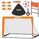 Fotbollsmålset med fotbollsträningsutrustning för barn, vikbart fotbollsnät med hastighetsstege, skivkoner, inomhus, utomhus, trädgård, leksak, gåva för pojkar, flickor, junior, ålder 6, 7, 8, 10, 12