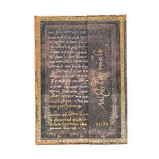 Paperblanks 12-Monatskalender 2025, Michelangelo, Handschrift, Midi, Horizontal, mit Klappumschlag