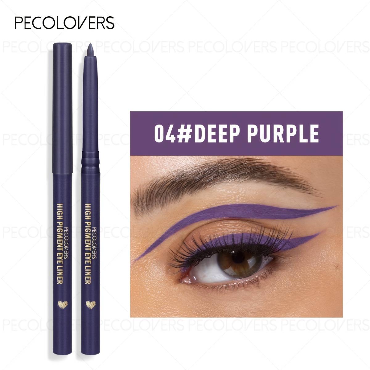 Pecolovers Waterproof Purple Eyeliner Gel Pen - , Sweat-resistant, Quick-dry Formula With Long-lasting Gel Tip For Winged Liner, Eyebrow & Eye Makeup - Ideal For Women & Makeup Artists