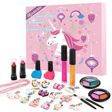 MJARTORIA 2024 Beauty Make up adventskalender för flickor kvinnor tonåringar barn, enhörning, julkalender med smycken jul nedräkning med 24 överraskningar, jul gåva, kosmetiska gör-det-själv berlocker