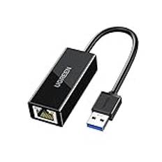 UGREEN USB 3.0 RJ45 Ethernet Adapter 1000 Mbps Kompatibel med Mac OS Windows 10 Linux Laptop Desktop Switch Xiaomi MiBox etc (Svart)