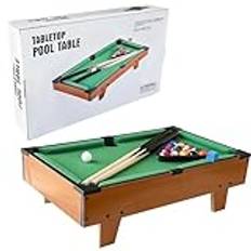 Mini biljardbord, mini-biljardbord i trä med 16 bollar, 2 köer, triangelställ, poolkritor, minibordsskiva biljardsnooker för familjespel fester (stil 2)