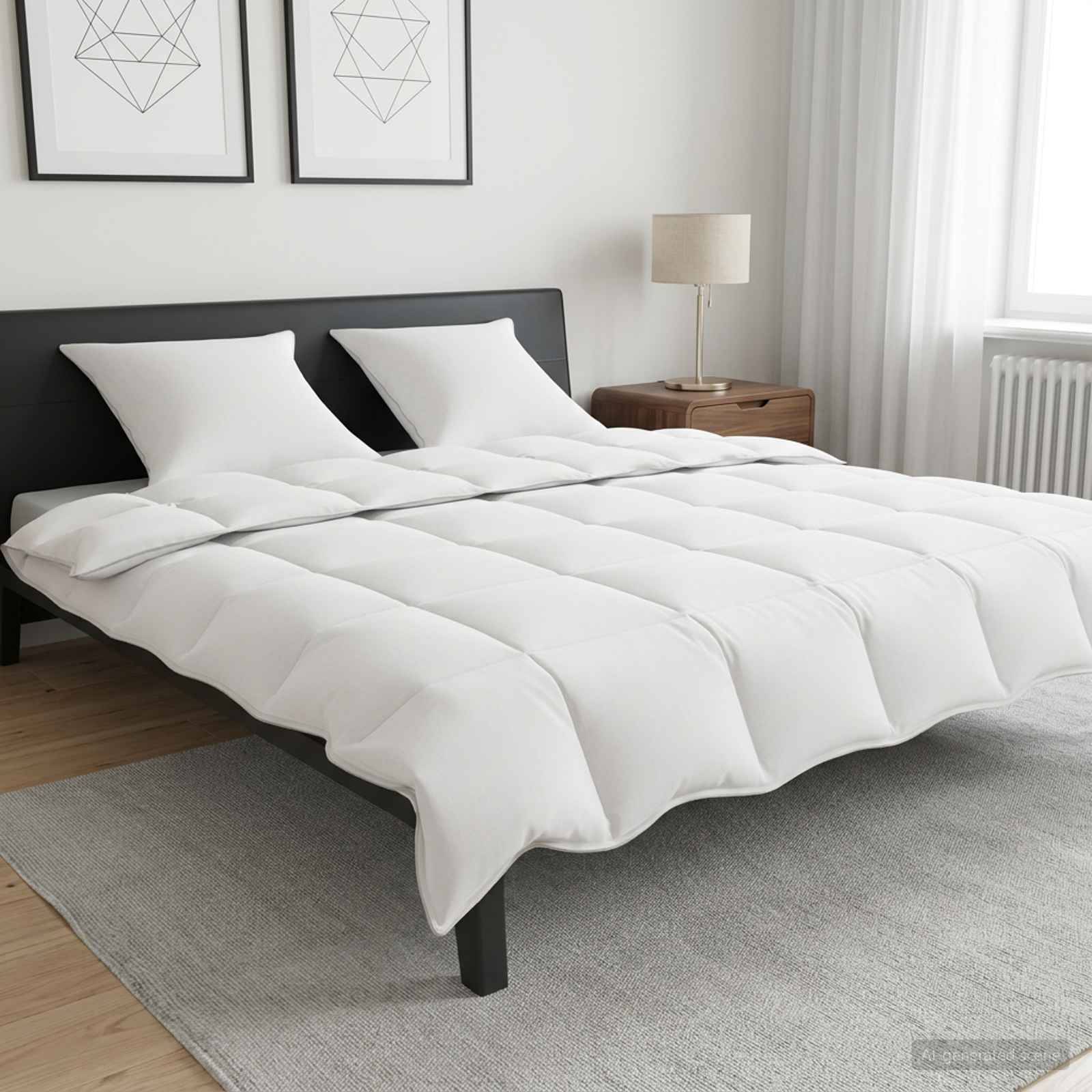 Dynebetræk Sæt med pude Hvid 260 x 220 cm Polyester, Bambus