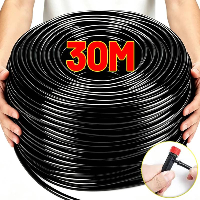 10/30m 4/7mm Garden Watering Hose PVC Adjustable Drip Pipe Hoses Greenhouse Bonsai Plant Watering Irrigation System Accessories